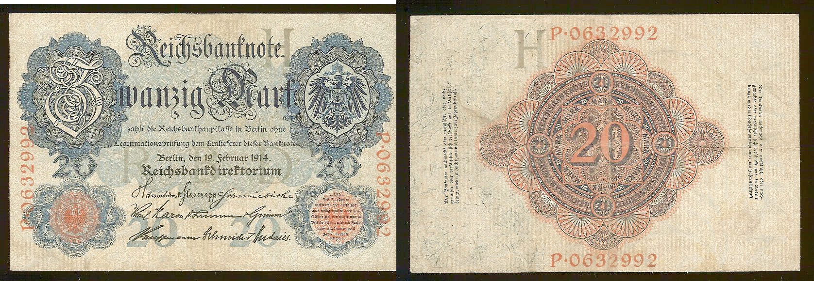 Germany 20 mark 1914 gVF